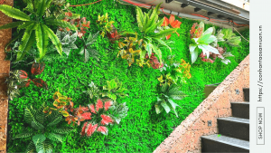 thi công cỏ nhân tạo dán tường
