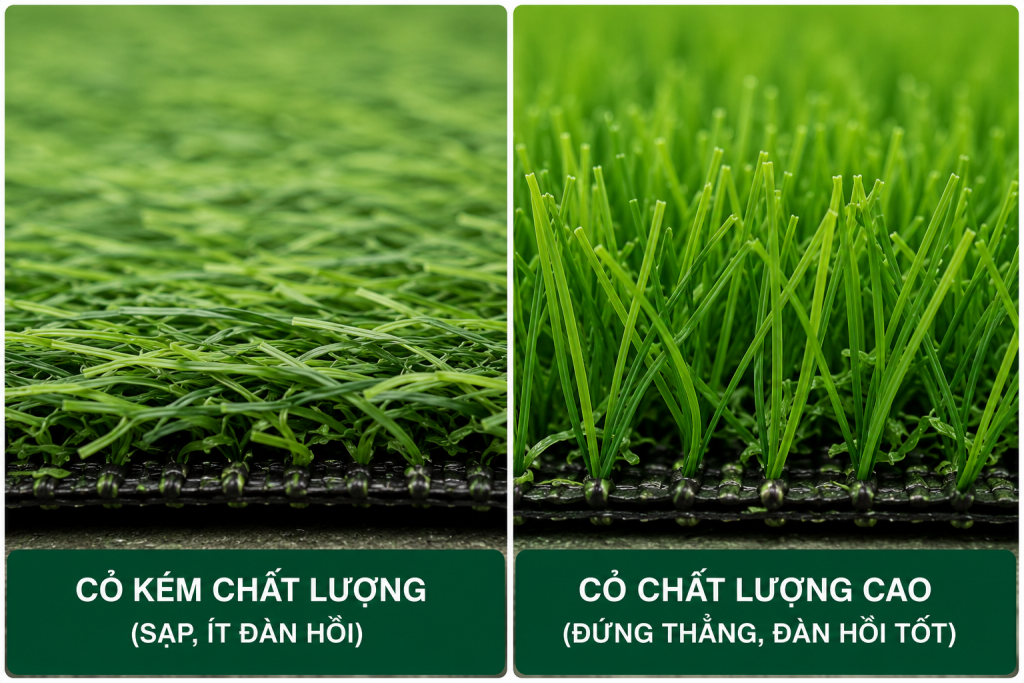 Mẹo thứ ba - Kiểm tra độ phục hồi của sợi cỏ nhân tạo khi có lực mạnh đè vào