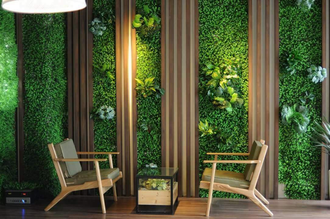 Mẫu tường cây nhựa giả tối giản phong cách Nordic